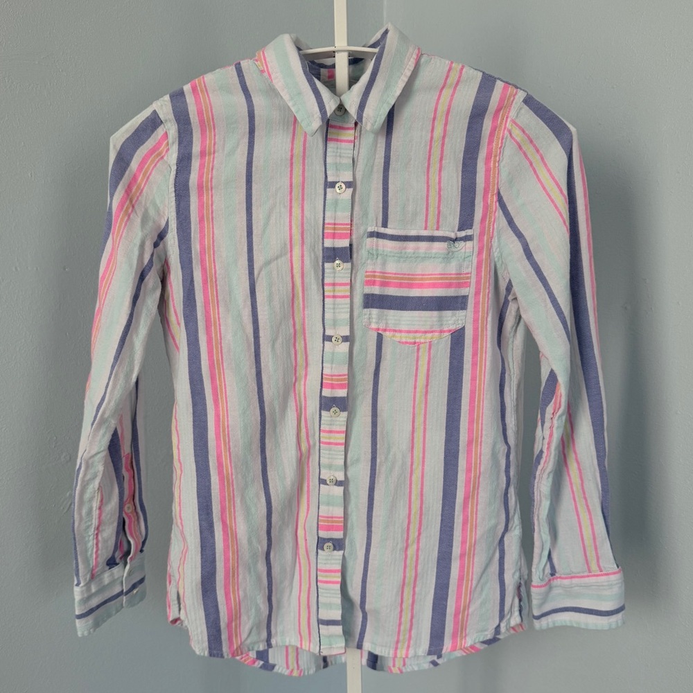 Vineyard Vines Multicolor Cotton Blend Relaxed Long Sleeve Button Up Shirt Sz 0